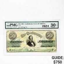 1861 $50 Confed. States of America Note PMG 30 EPQ