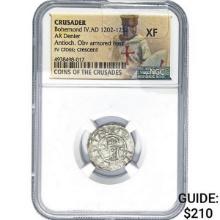 Crusader Bohemond IV, AD 1202-1232 Silver Denier NGC XF