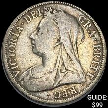 1899 Great Britian Silver 1/2 Crown ABOUT UNCIRCULATED