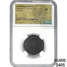 Byzantine Anastasius I, AD 491-518 Bronze Follis NGC VF