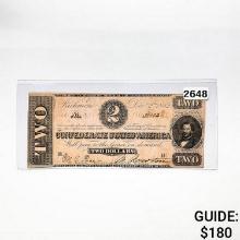 1862 $2 Confederate States of America Note