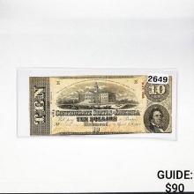 1863 $10 Confederate States of America Note