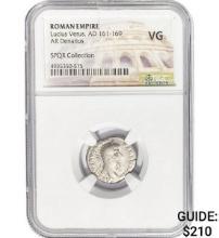 Roman Lucius Verus, AD 161-169 Silver Denarius NGC VG