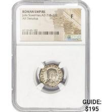 Roman Julia Soaemias, AD 218-222 Silver Denarius NGC F