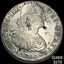 1794Mo FM Mexico Carlos IIII Silver 8 Reales NEARLY UNCIRCULATED
