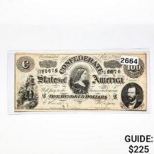 1864 $100 Confederate States Of America Note