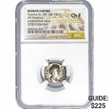 Roman Faustina Sr. AD 138-140/1 Silver Denarius NGC Ch F