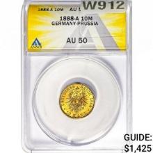 Germany-Prussia .1152oz Gold 10 Mark NGC AU50