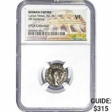 Roman Lucius Verus, AD 161-169 Silver Denarius NGC VF