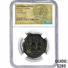 Byzantine Phocas/Leontia AD 602-610 Bronze Follis NGC