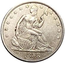 1858 Seated Liberty Half Dollar AU