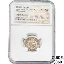 Roman Maximinus I, AD 235-238 Silver Denarius NGC Ch VF