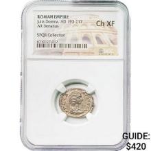 Roman Julia Domna, AD 193-217 Silver Denarius NGC Ch XF