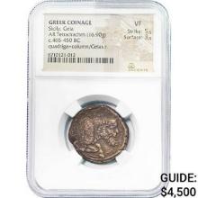 Greek Sicily, Gela Silver Tetradrachm NGC VF