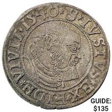 1529-1558 Prussia Silver Groschen Albert I CLOSELY UNCIRCULATED