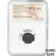 Roman Constantinian cAD 330-340 AE3/4 BI Nummus NGC AU