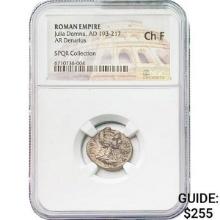 Roman Julia Domna, AD 193-217 Silver Denarius NGC Ch F