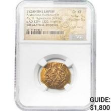 c.AD 1294-1320 Byzantine .1273oz Gold Hyperpyron NGC Ch XF