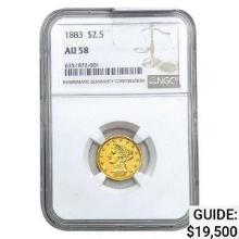 1883 $2.50 Gold Quarter Eagle NGC AU58