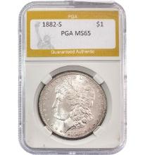 1882-S Morgan Silver Dollar PGA MS65