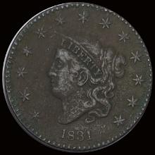 1831 Coronet Head Large Cent NEARLY UNCIRCULATED