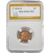 1916-D Lincoln Wheat Cent PGA MS66 RED