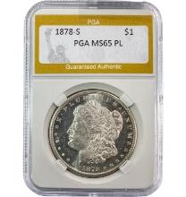 1878-S Morgan Silver Dollar PGA MS65 PL