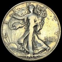1938-D Silver Half Dollar Walking Liberty LIGHTLY CIRCULATED