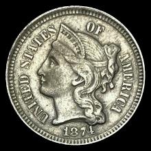 1874 Nickel Three-Cent Piece LIGHTLY CIRCULATED