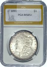 1891 $1 Morgan Dollar PGA MS65+