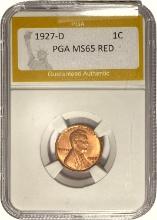 1927-D Lincoln Wheat Cent PGA MS65 RED