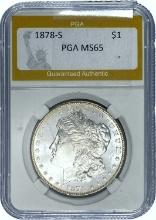 1878-S Morgan Dollar PGA MS65 SILVER