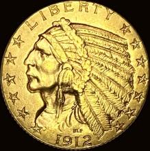 1912 Indian Head Half Eagle $5 Gold LIGHTLY CIRCULATED