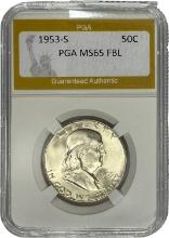1953-S Franklin Half Dollar PGA MS65 FBL