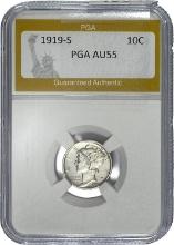 1919-S Mercury Dime PGA AU55