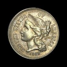 1869 Nickel Three-Cent Piece CHOICE AU