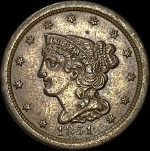 1851 Braided Hair Half Cent UNCIRCULATED