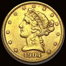 1904-S Gold $5 Half Eagle CLOSELY UNCIRCULATED