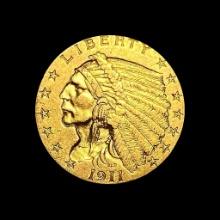1911 Indian Head Gold $2.50 Quarter Eagle CLOSELY UNCIRCULATED