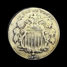 1870 Shield Nickel LIGHTLY CIRCULATED
