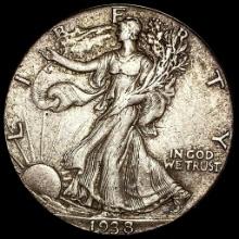 1938-D Silver Half Dollar Walking Liberty LIGHTLY CIRCULATED