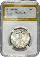 1945-D Walking Liberty Half Dollar PGA MS67+