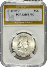 1949-D Franklin Half Dollar PGA MS65 FBL