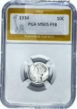 1934 10C Mercury Dime PGA MS65 FSB