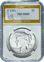 1921 Silver Peace Dollar PGA MS64