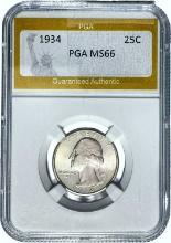 1934 25C Washington Quarter PGA MS66