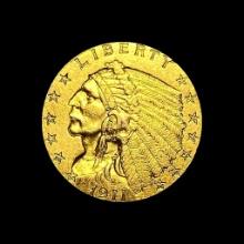 1911 Indian Head Gold $2.50 Quarter Eagle CHOICE AU