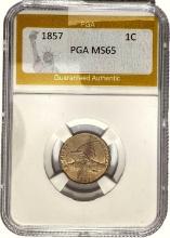 1857 1C Flying Eagle Cent PGA MS65