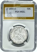 1854-O Seated Liberty Half Dollar-Arrows PGA MS61