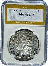 1897-S Morgan Silver Dollar PGA MS63 PL